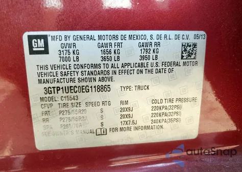 2014 GMC Sierra C1500 Sle z USA, uszkodzony, nr VIN 3GTP1UEC0EG118865